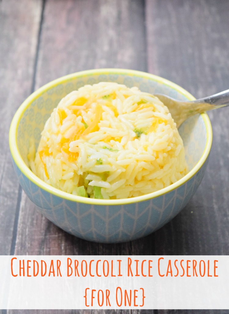 Make a quick lunch in under 5 minutes with this delicious single serving Cheddar Broccoli Rice Casserole