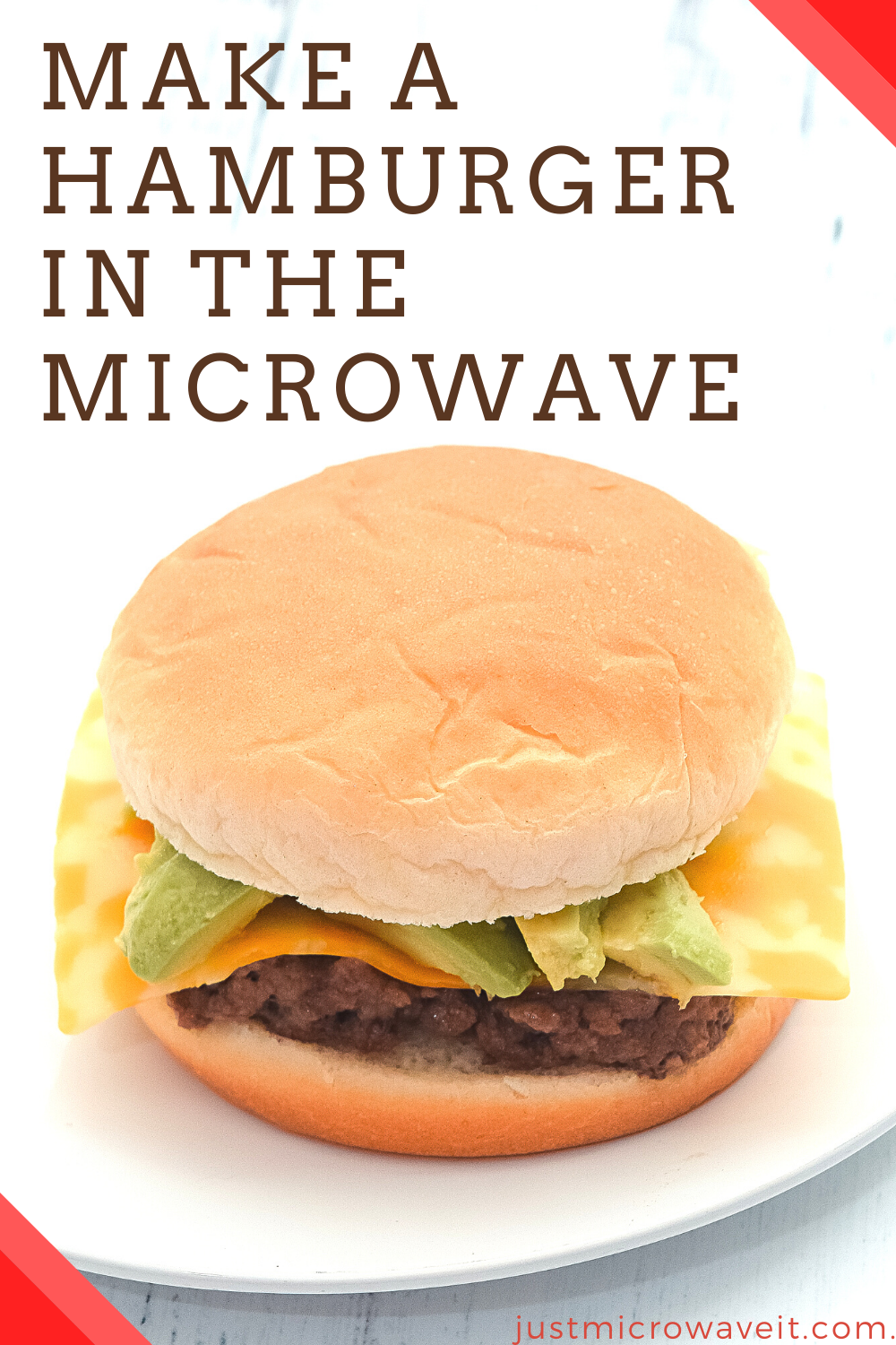 A close up view of a finished cheeseburger that was cooked in the microwave.