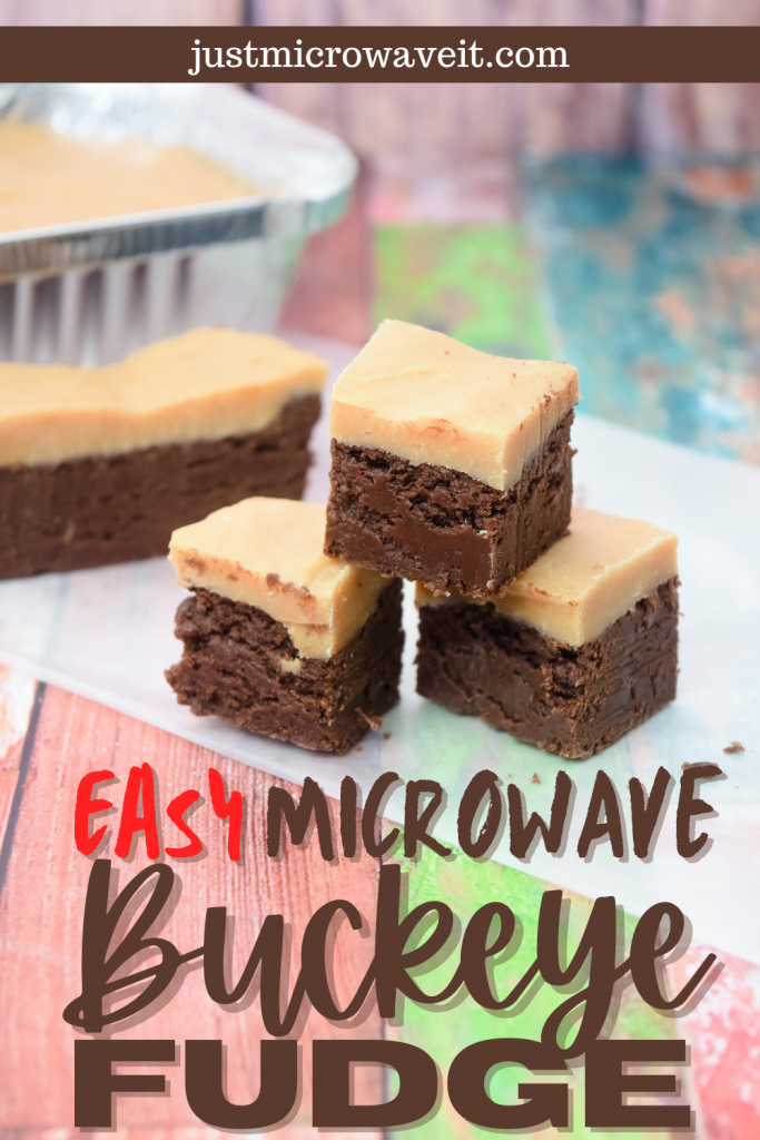 Easy Microwave Buckeye Fudge with layers of chocolate and peanut butter fudge. 