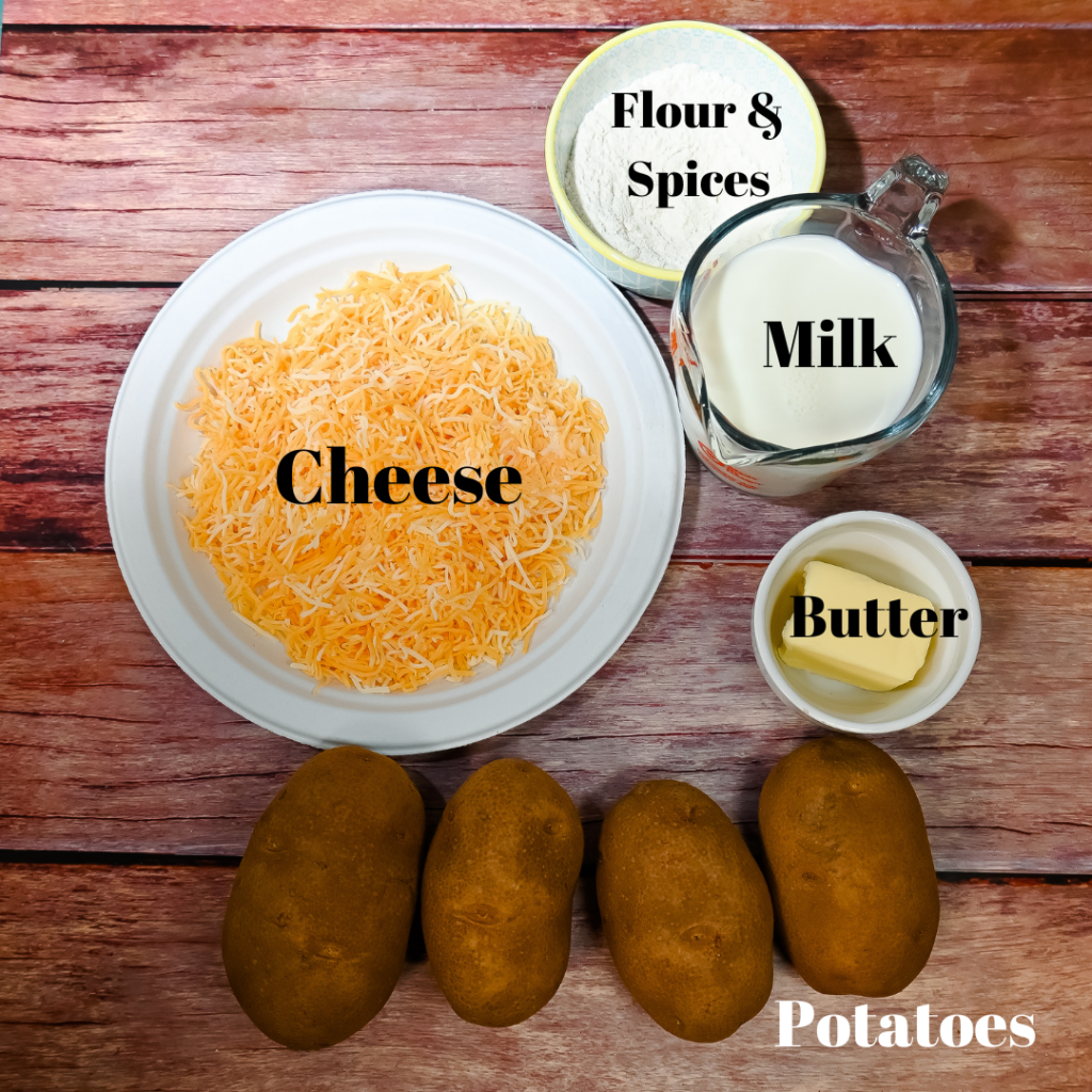 Ingredients to make Microwave Au Gratin Potatoes