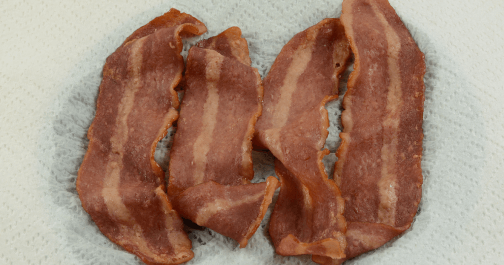 Bacon cooked in the  microwave on paper towels. 