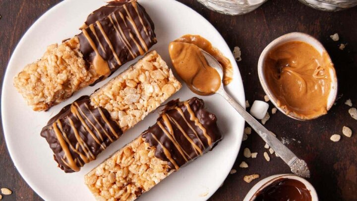 Image for Peanut Butter Rice Krispie Treats Dipped in Chocolate — Marley's Menu