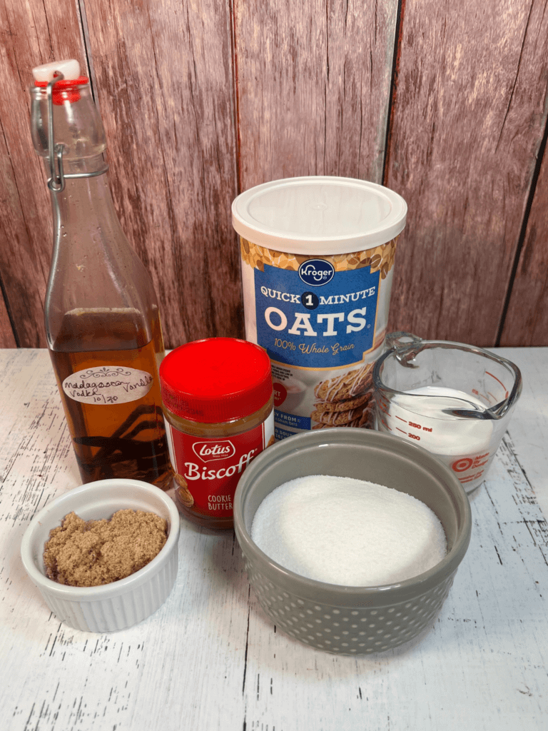 Ingredients to make No Bake Biscoff Cookie Butter Cookies