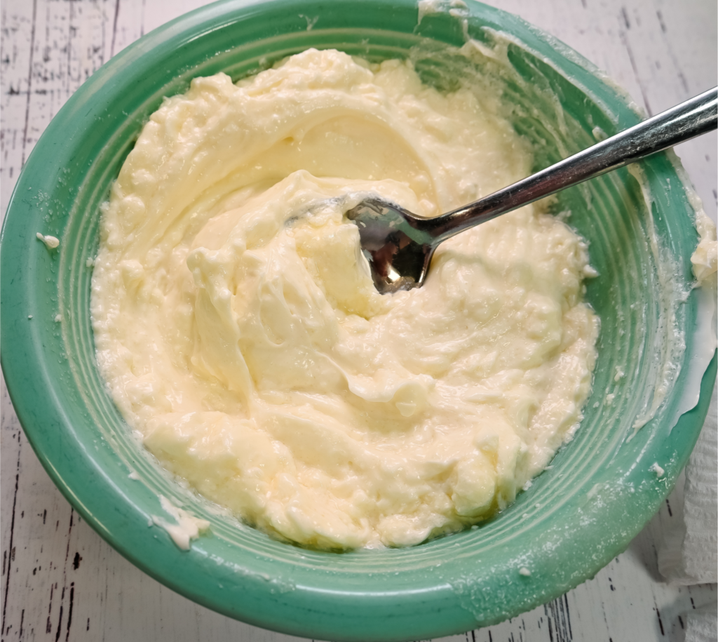 The cream cheese mixture to go inside the Cheesecake Chimichangas