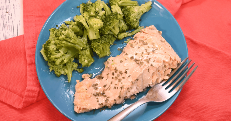 Poached Garlic Butter Salmon in the Microwave