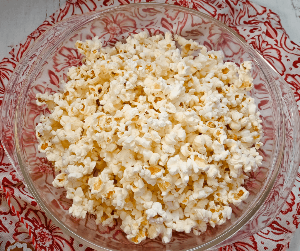 Microwave Popcorn in a glass bowl
