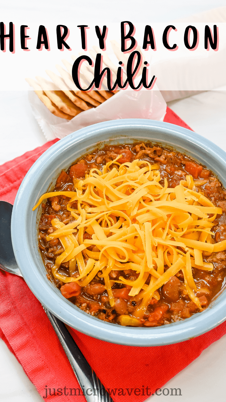 How To Make One Bowl Hearty Smoky Bacon Chili Just Microwave It Hearty Smoky Bacon Chili Pin