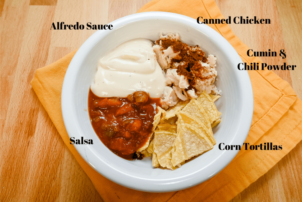 Ingredients to make king ranch chicken casserole
