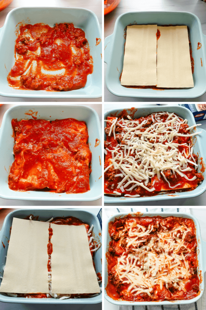 How to layer a lasagna for cooking in the microwave
