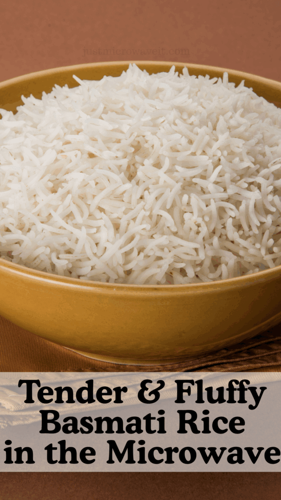 Basmatic rice in a brown bowl