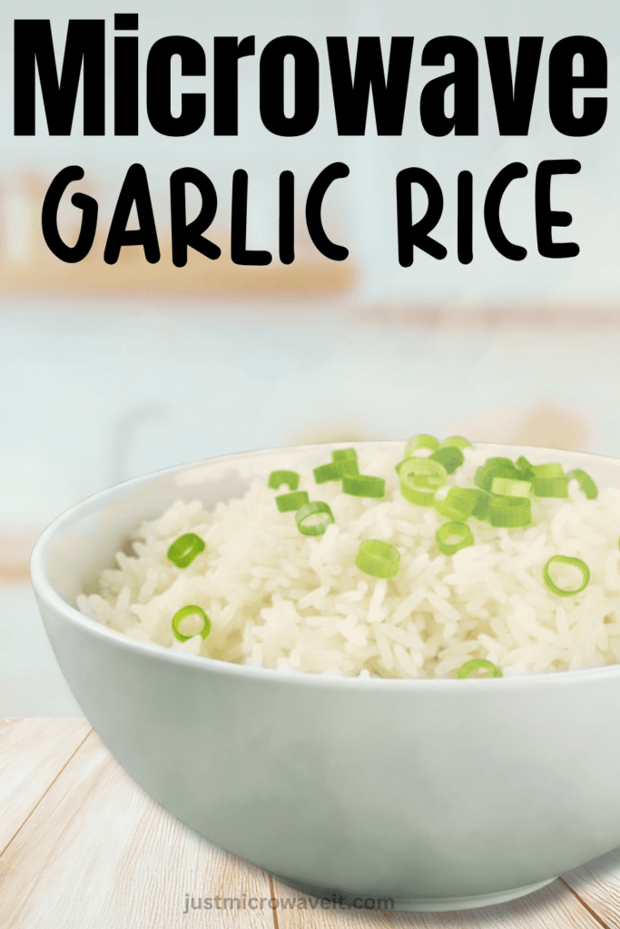 A bowl of white rice topped with sliced green onions in a white kitchen. 