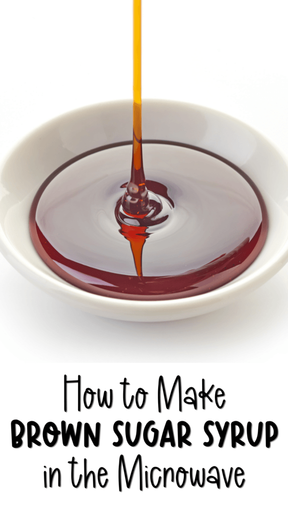 A close up of brown sugar syrup being poured into a white glass bowl.